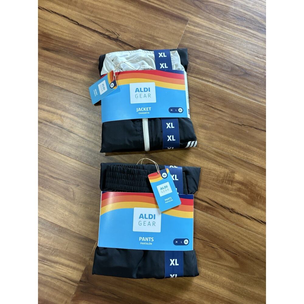 Aldi Gear Women’s Size XL Tracksuit Jacket Pants Black White Stripe Brand New